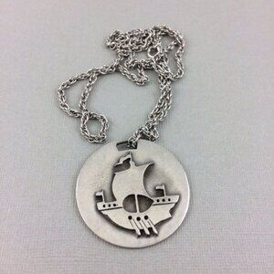 Gaelic Galley Boat Ship Aitkens Pewter Pendant Necklace New Brunswick Canadian